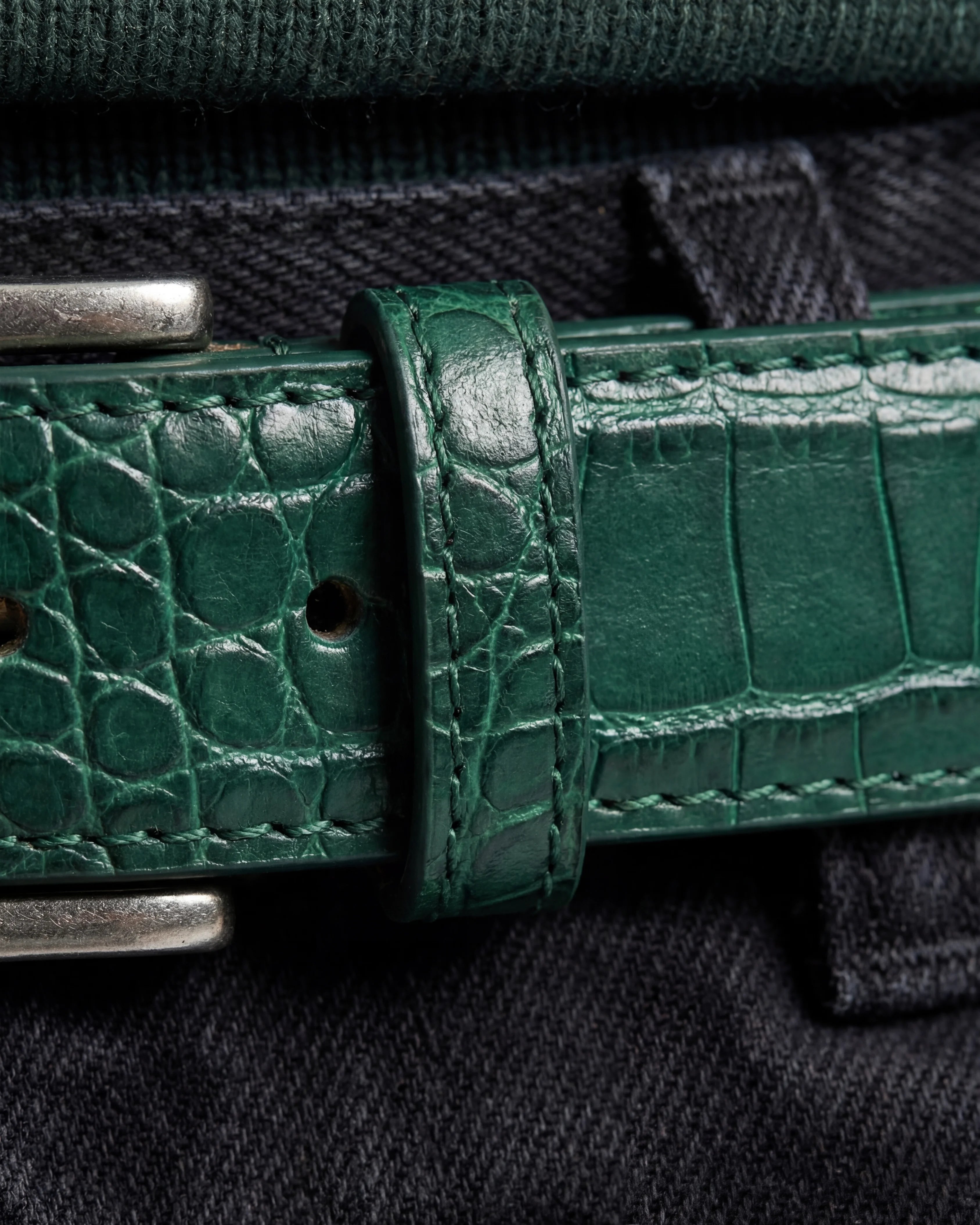 Crocodile Embossed Leather Belt