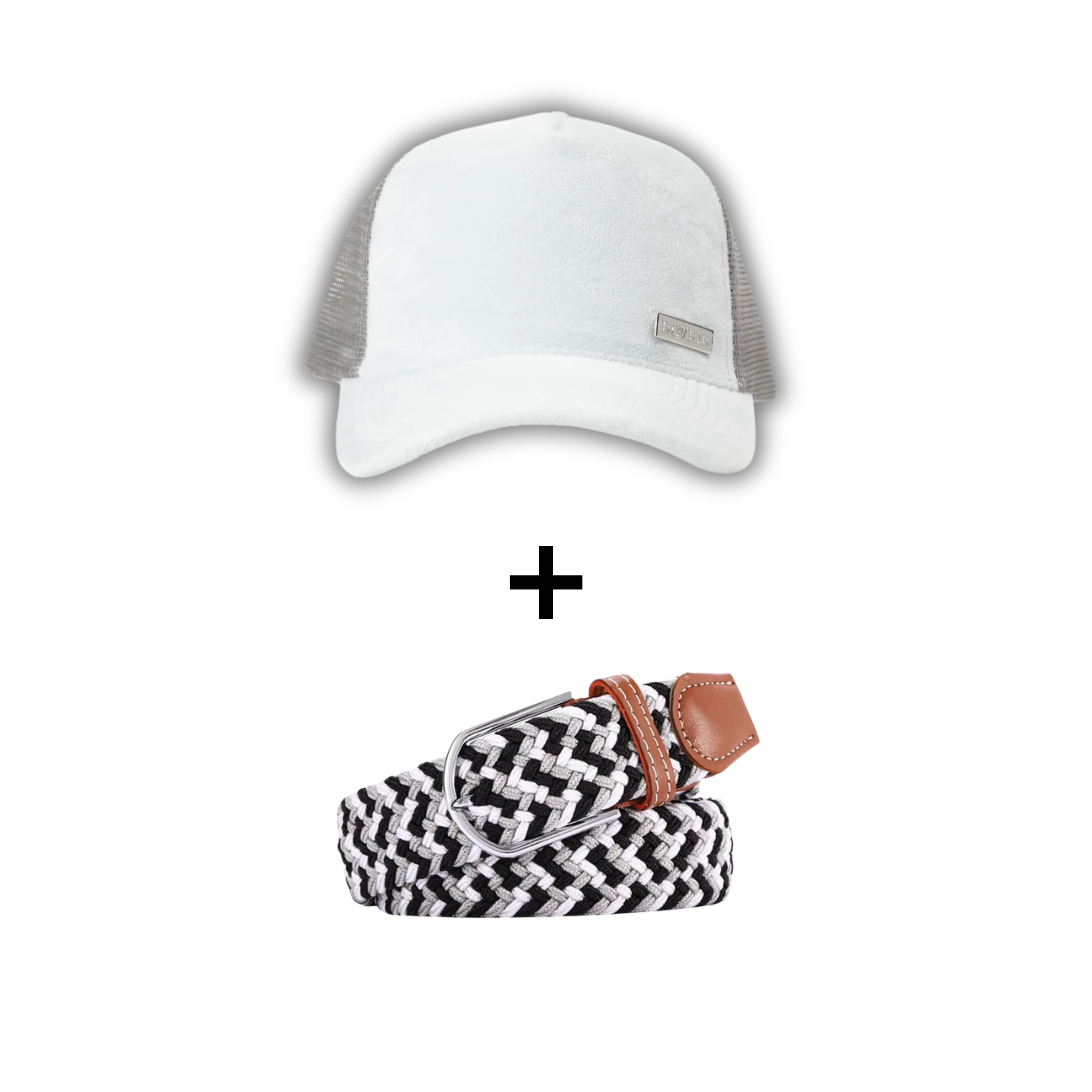 Flätat Bälte Kombinationen - Grå & Vit