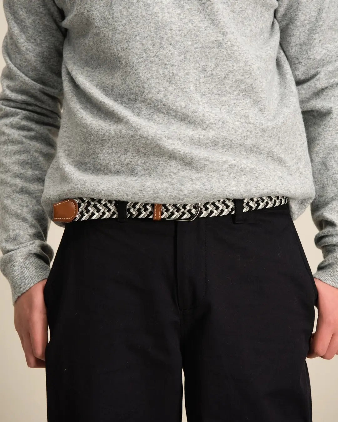 Braided Belt - Grey & White