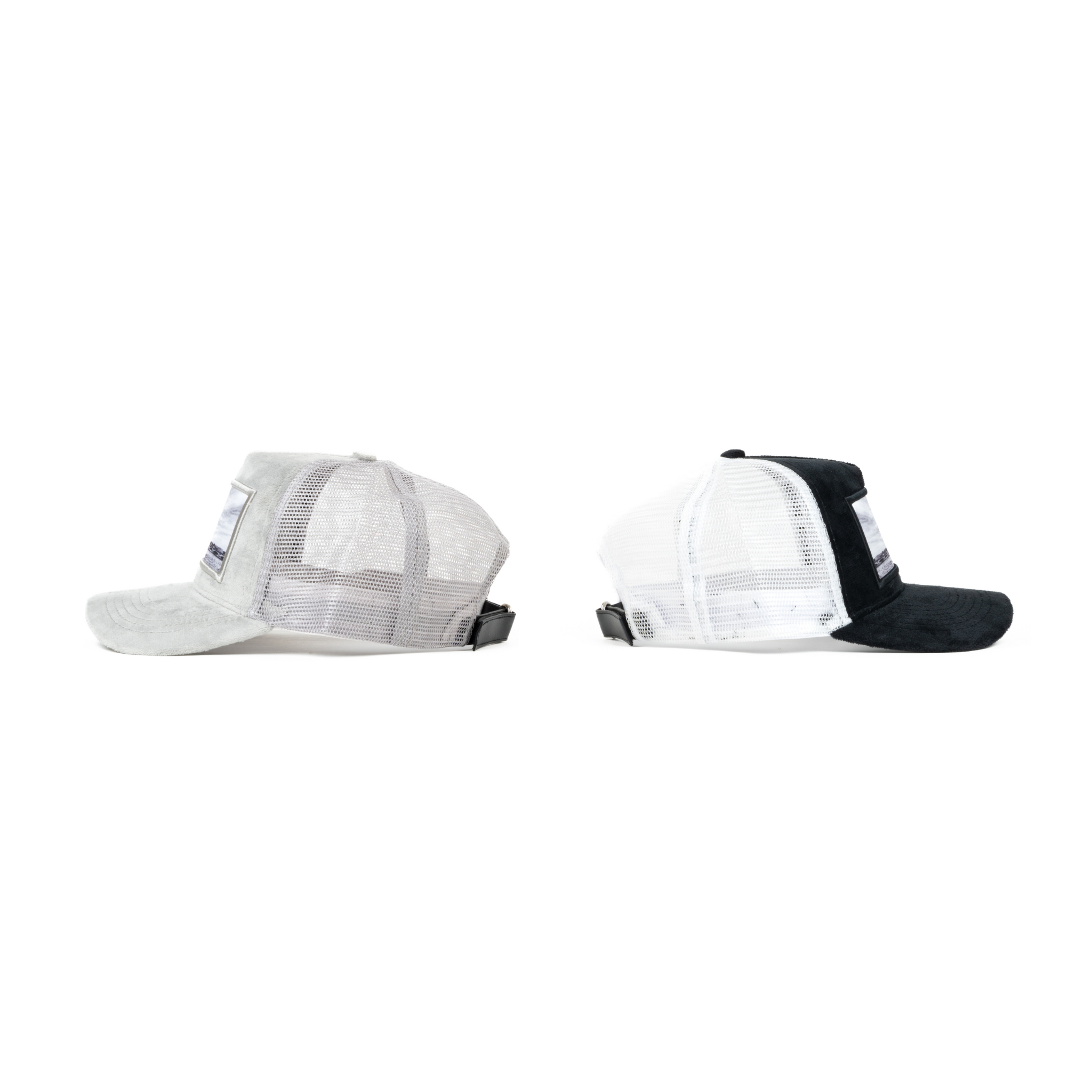 Paris Velvet Caps - Grey & Black/White