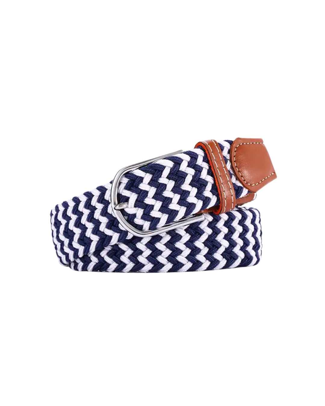 Braided Belt - Dark Blue & White