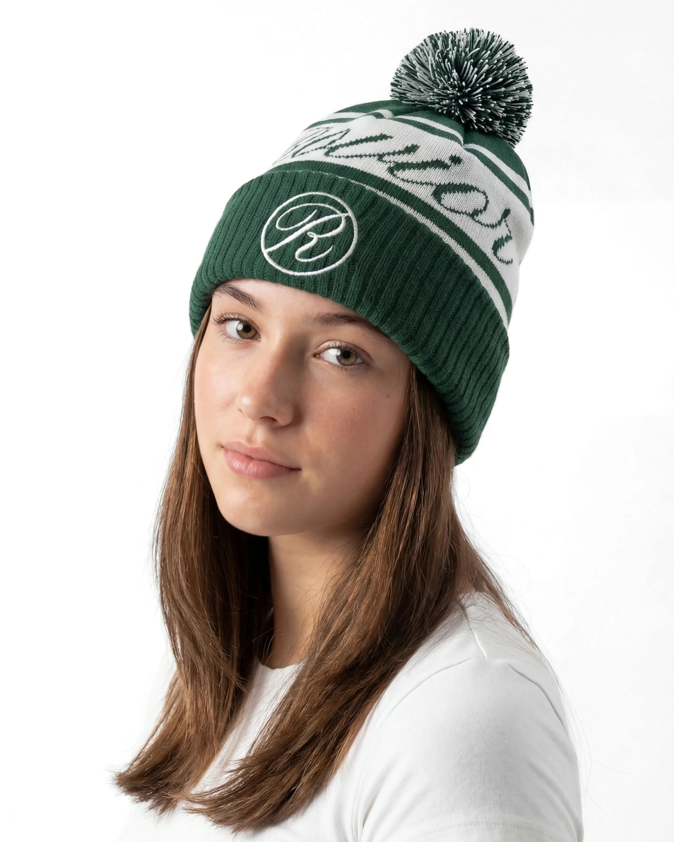 Rovior Stickad Mössa Modellbild tjej - Grön